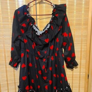 Black with hearts flowy maxi dress